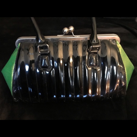 Lux De Ville Black and Green Glitter Purse - Picture 3 of 6